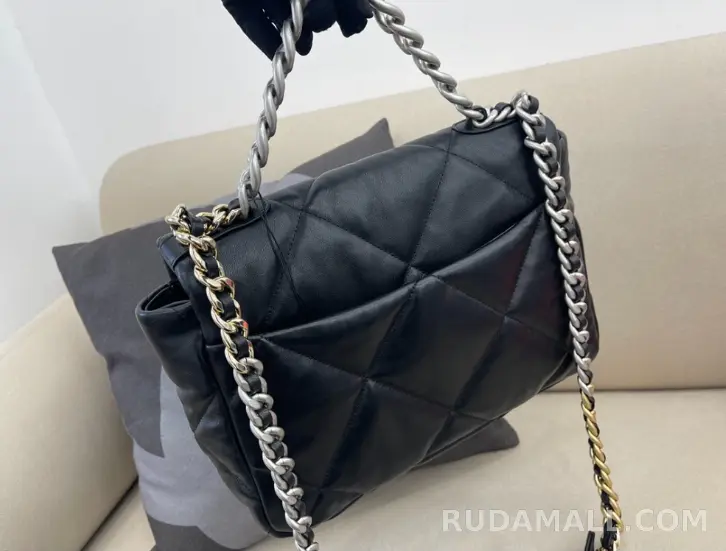 null 샤넬 19백 라지 블랙 은장 상세 이미지