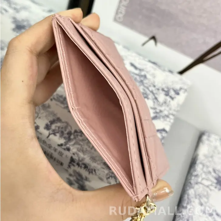 null 레이디 디올 프리지아 카드지갑 핑크 상세 이미지