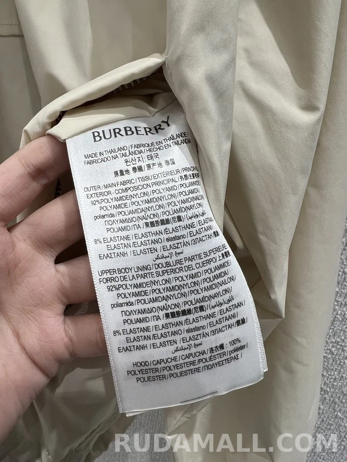 버버리 버버리 아이보리 전마 자수 체크 크롭 후드 재킷 상세 이미지