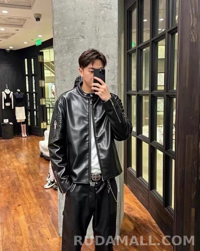 크롬하츠 크롬하츠 스탠드넥 레더 재킷 상세 이미지