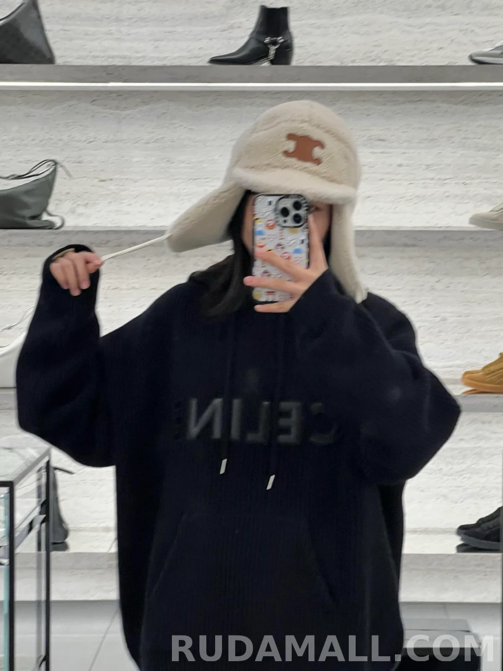 셀린느 셀린느 레더로고 와플 후드 상세 이미지