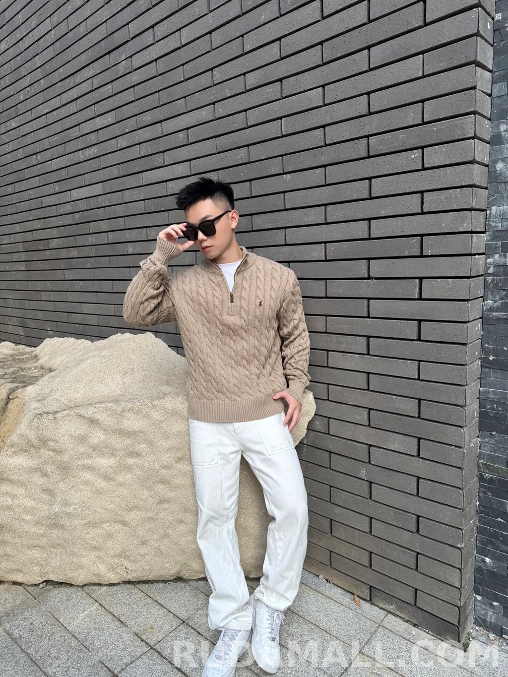 랄프로렌 랄프로렌 꽈배기 하프 집업 상세 이미지