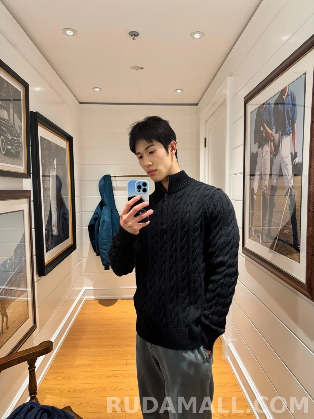 랄프로렌 랄프로렌 꽈배기 하프 집업 상세 이미지