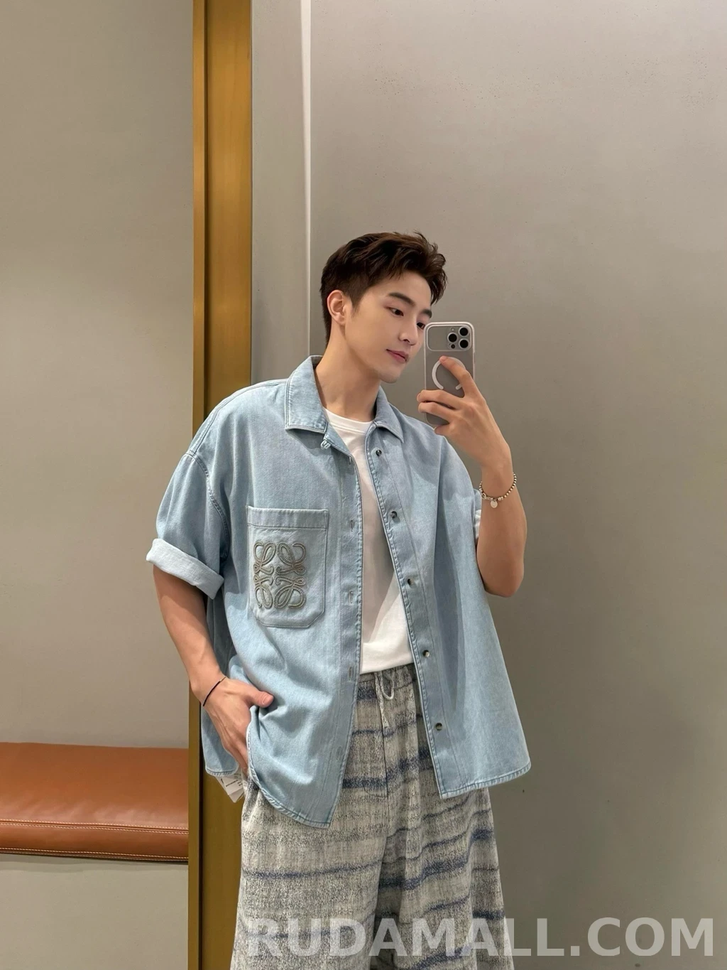 로에베 로에베 반팔 애나그램 데님셔츠 상세 이미지