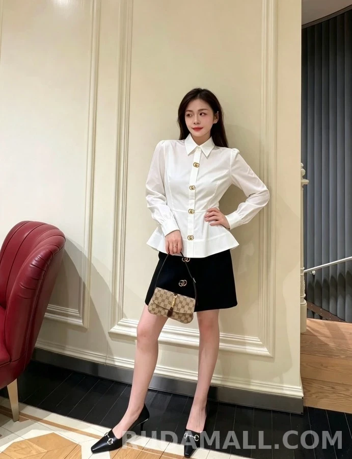 구찌 구찌 금장 페플럼 셔츠 상세 이미지