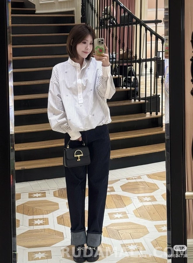 구찌 구찌 인터로킹 G 씬 핀스트라이프 코튼 셔츠 상세 이미지