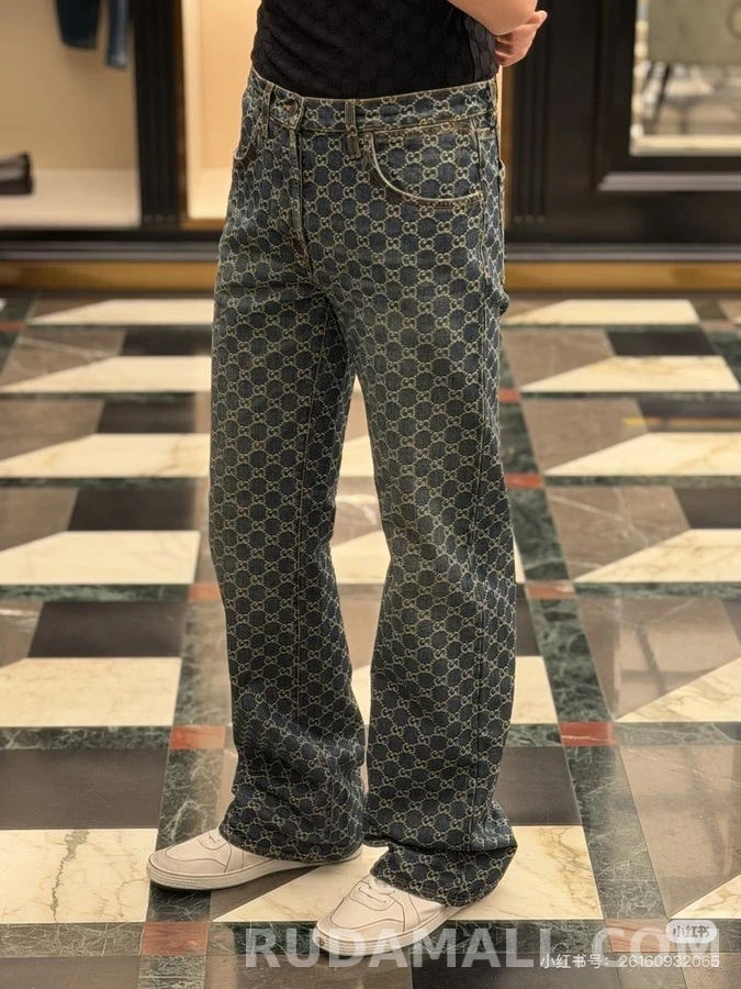 구찌 구찌 자카드 와이드핏 데님 팬츠 상세 이미지