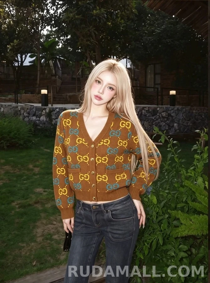 구찌 구찌 자카드 V넥 가디건 상세 이미지