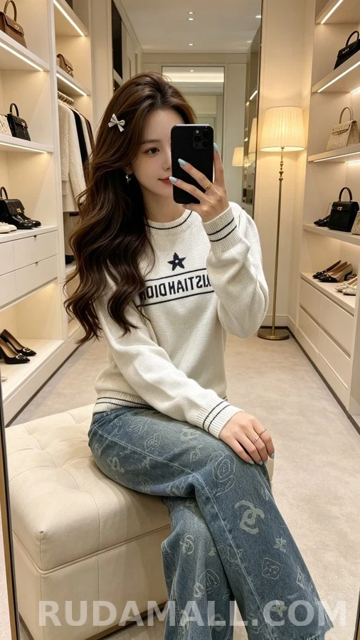 디올 디올 레터링 스타 로고 니트 상세 이미지