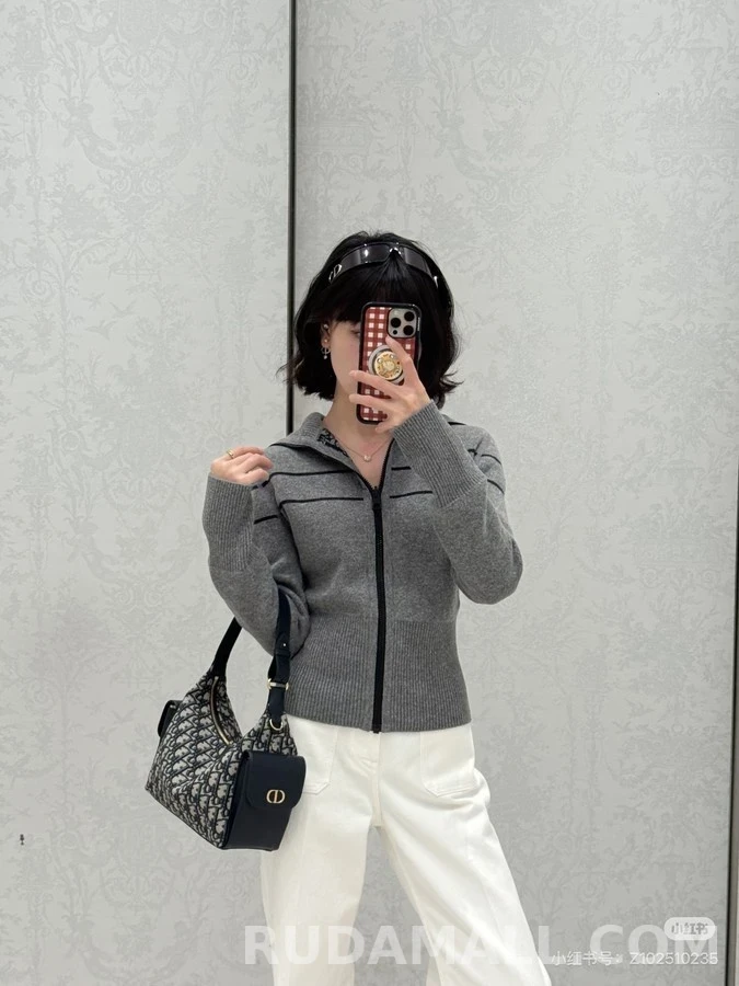 디올 디올 레터링 스트라이프 캐시미어 집업 자켓 상세 이미지