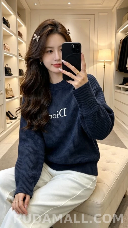 디올 디올 레터링 자수 니트 상세 이미지