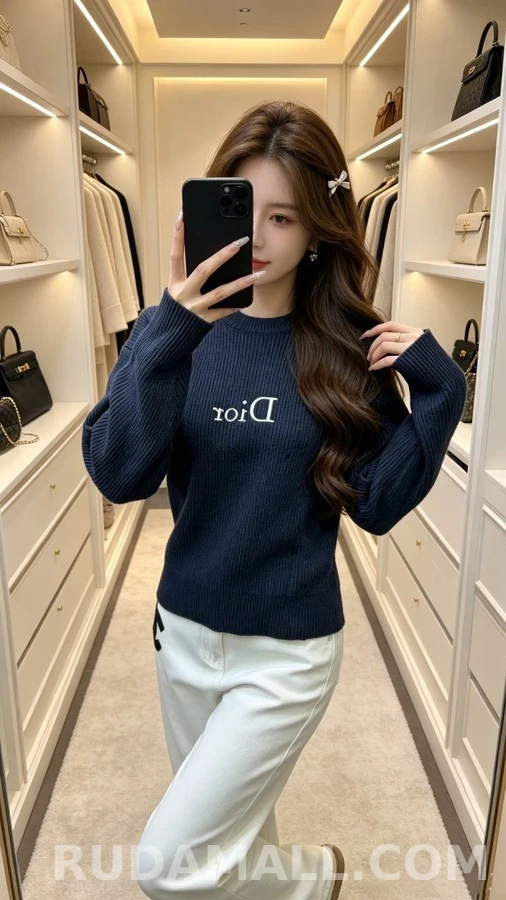 디올 디올 레터링 자수 니트 상세 이미지