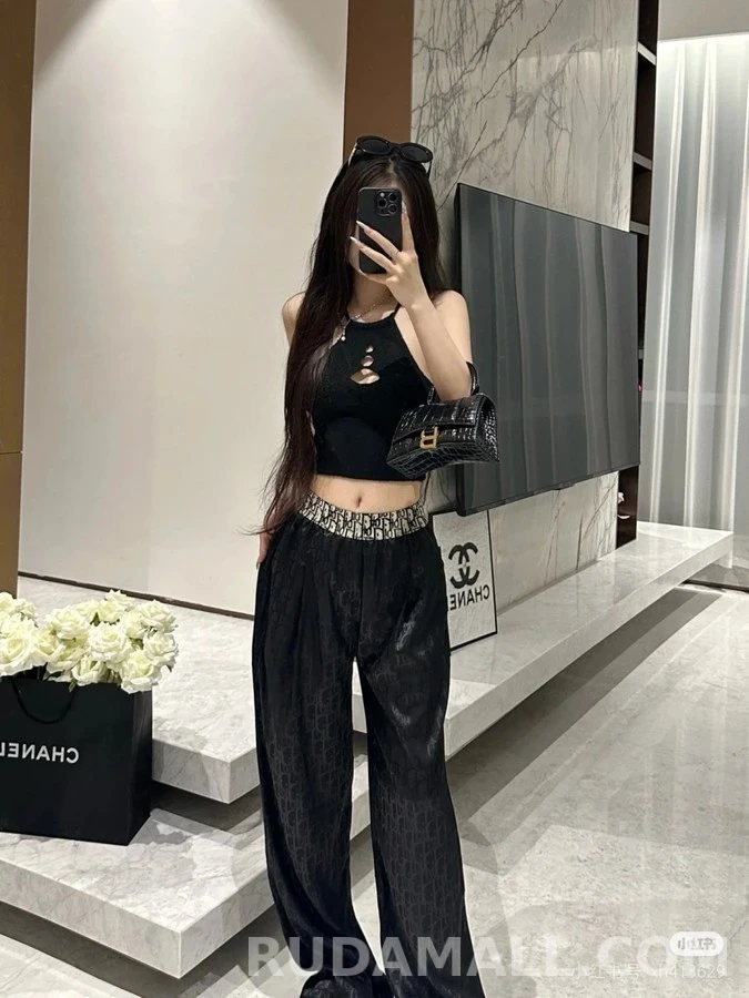 디올 디올 레터링 자카드 와이드 팬츠 상세 이미지