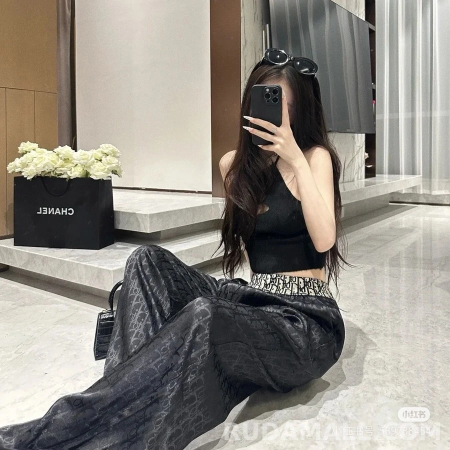 디올 디올 레터링 자카드 와이드 팬츠 상세 이미지