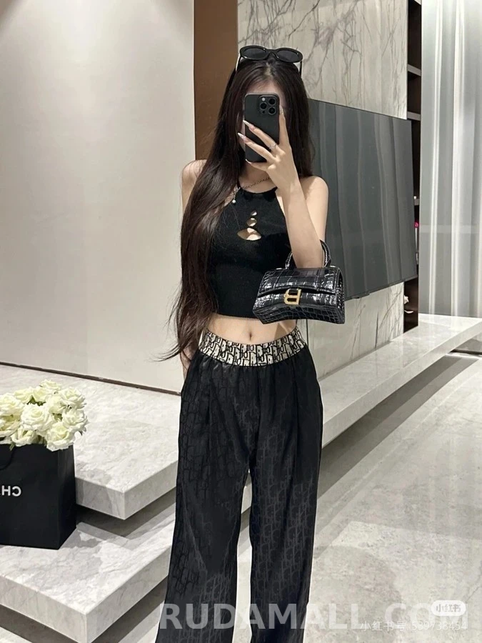디올 디올 레터링 자카드 와이드 팬츠 상세 이미지