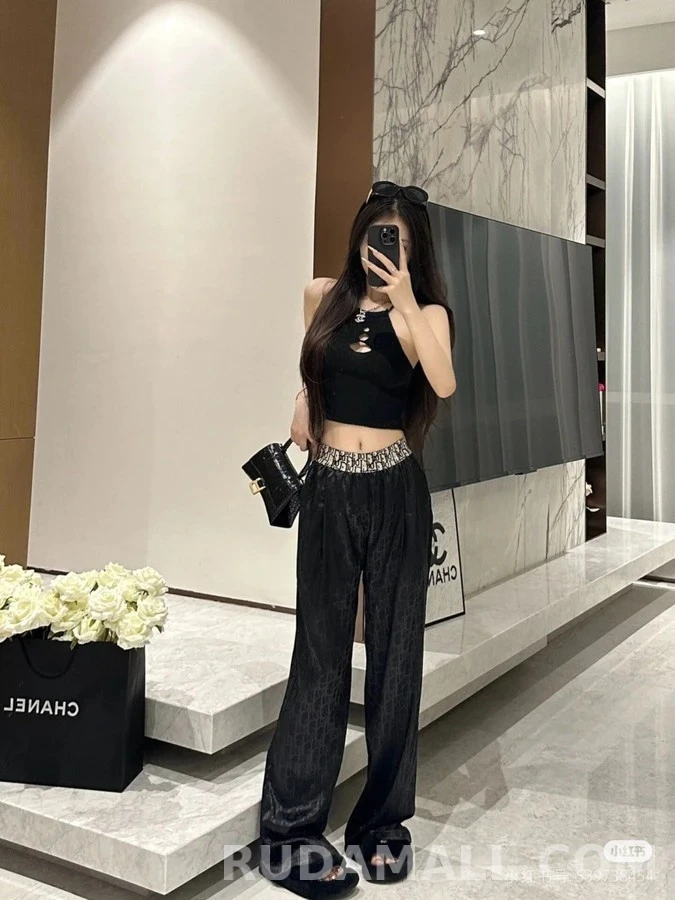 디올 디올 레터링 자카드 와이드 팬츠 상세 이미지