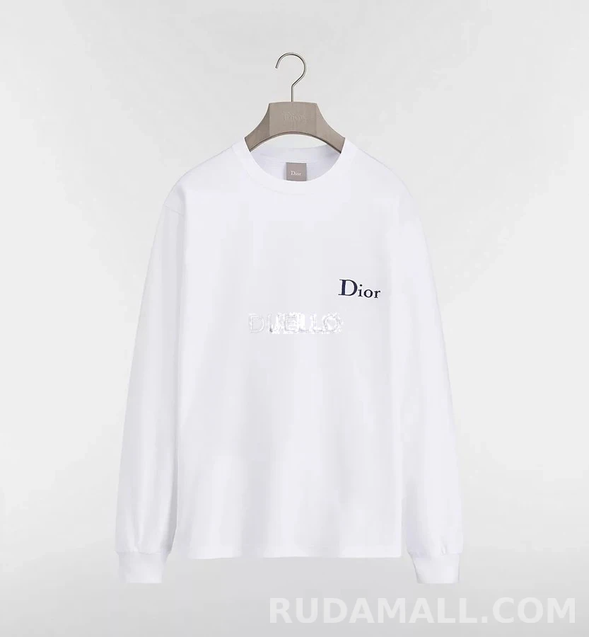 디올 디올 자수 릴랙스 핏 롱 슬리브 티셔츠 상세 이미지