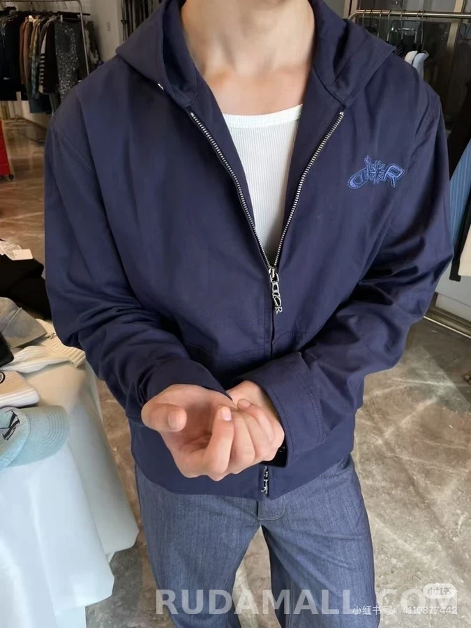 디올 디올 로고 자수 후드 집업 자켓 상세 이미지
