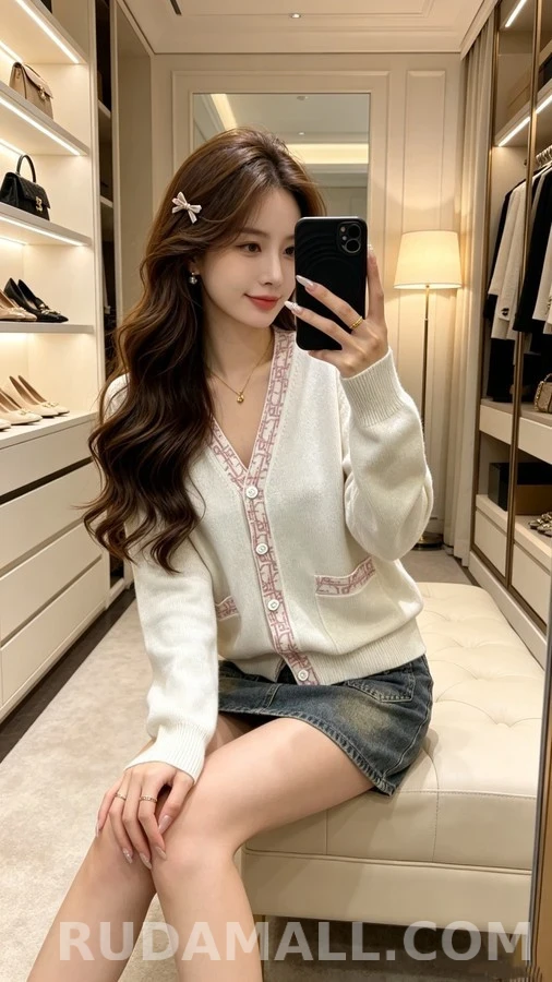 디올 디올 로고 자카드 V넥 가디건 상세 이미지