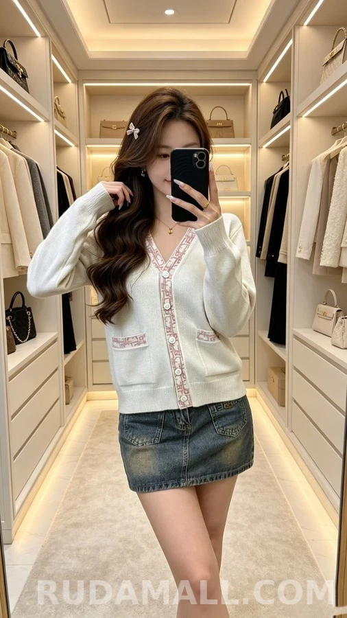 디올 디올 로고 자카드 V넥 가디건 상세 이미지