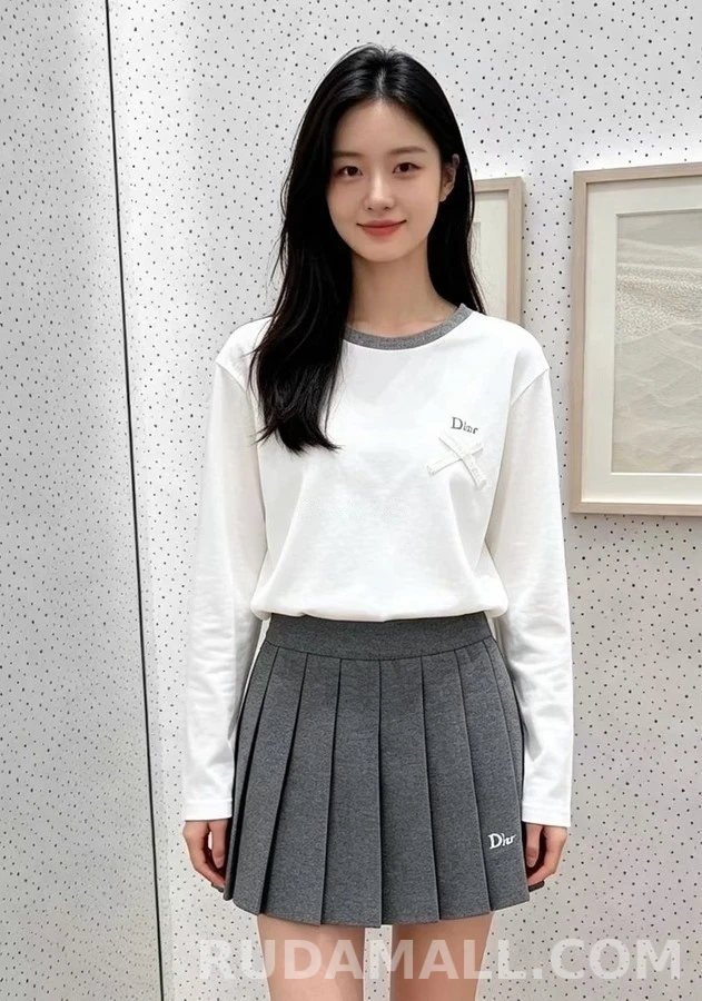 디올 디올 리본 디테일 긴팔 티셔츠 상세 이미지