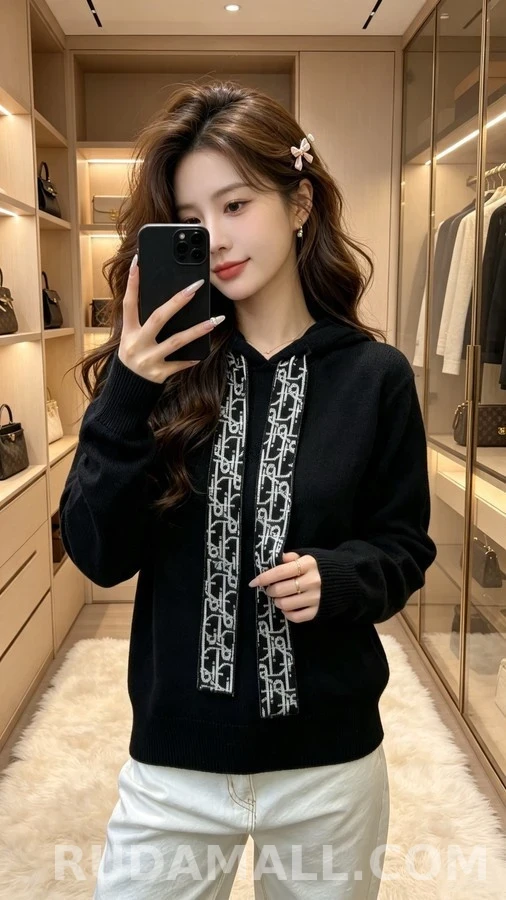 디올 디올 모노그램 자카드 드로스트링 후드 상세 이미지