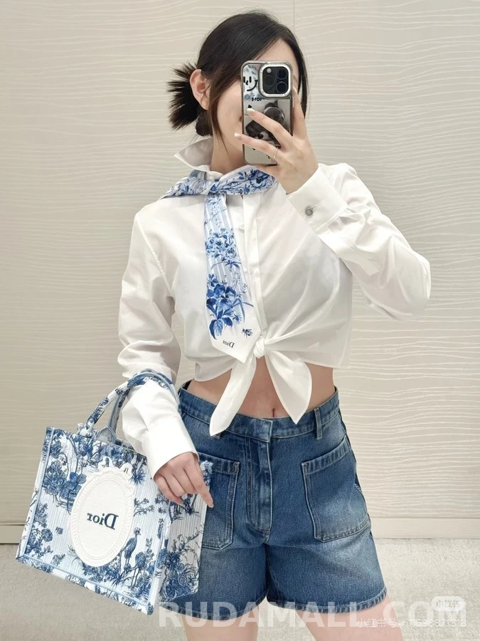 디올 디올리비에라 타이 크롭 블라우스 상세 이미지
