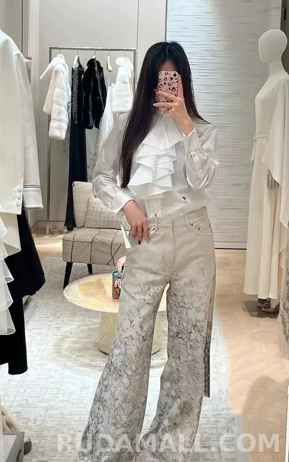 디올 디올 벌 자수 러플 셔츠 상세 이미지