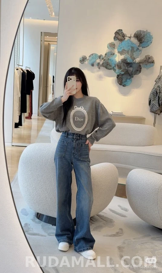 디올 디올 보우 프레임 자수 맨투맨 상세 이미지