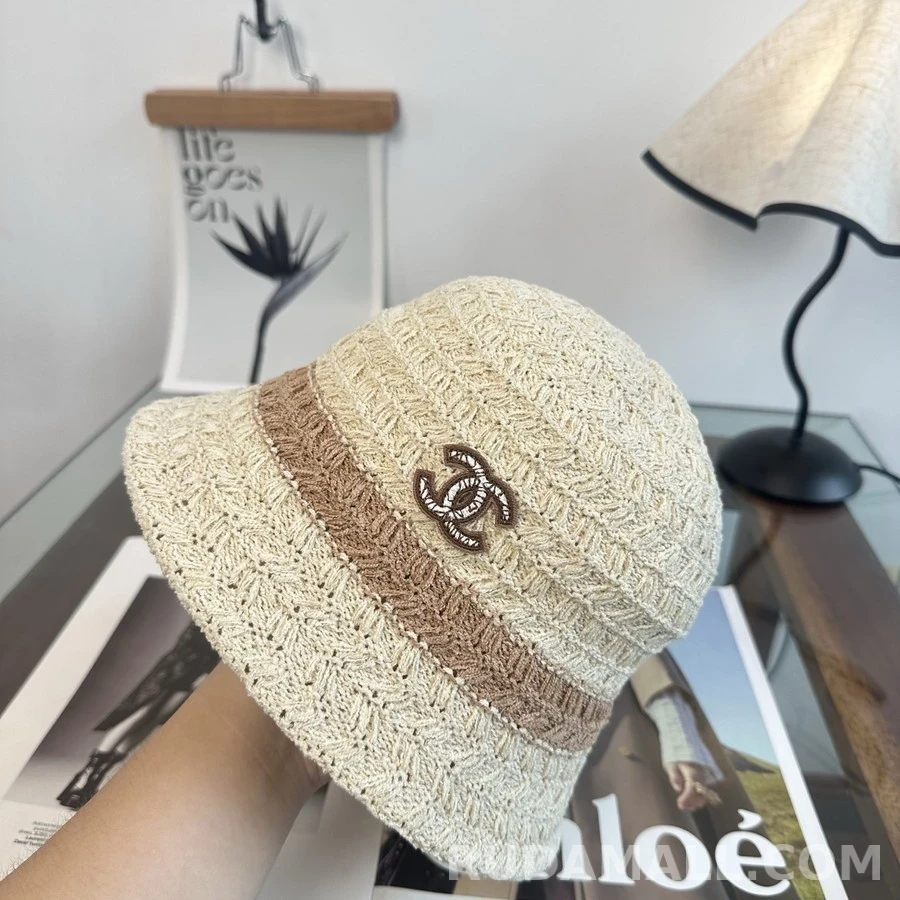 샤넬 샤넬 로고 니트 버킷햇 아이보리 상세 이미지