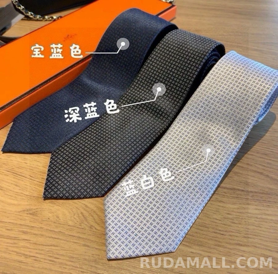 에르메스 에르메스 마이크로 패턴 실크 넥타이 상세 이미지