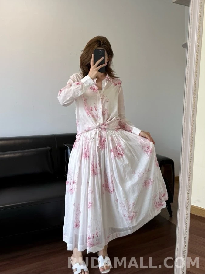디올 디올 수묵화 플라워 버드 긴팔 티셔츠 상세 이미지