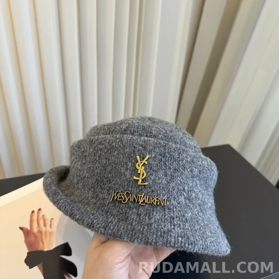 생로랑 세인트로랑 로고 롤드 브림 버킷햇 상세 이미지