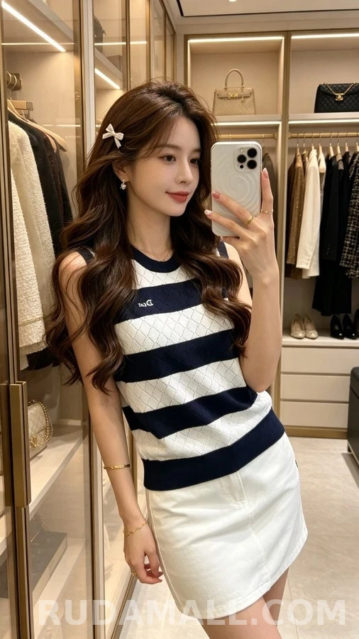 디올 디올 스트라이프 다이아몬드 패턴 니트 베스트 상세 이미지