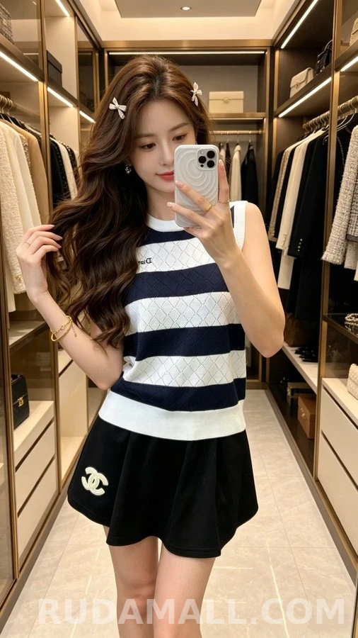 디올 디올 스트라이프 다이아몬드 패턴 니트 베스트 상세 이미지