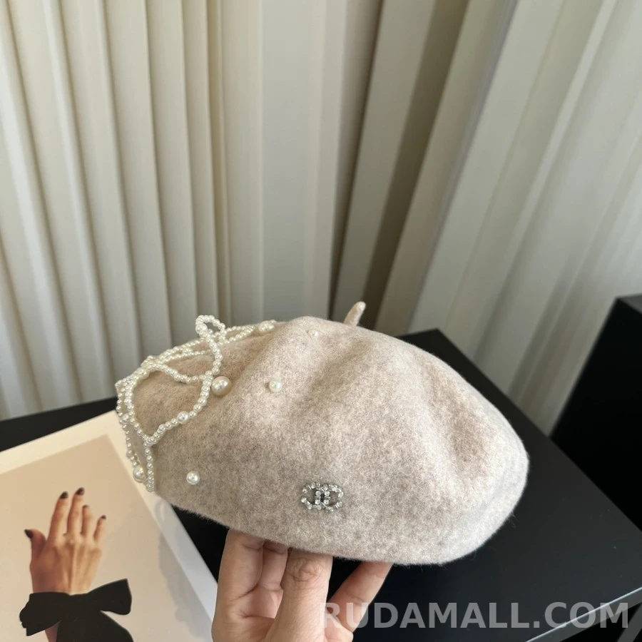 샤넬 샤넬 진주 플라워 장식 베레모 상세 이미지