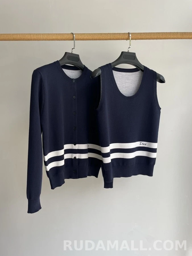 디올 디올 스트라이프 로고 가디건 상세 이미지