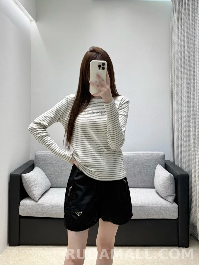 디올 디올 스트라이프 자수 긴팔 티셔츠 상세 이미지