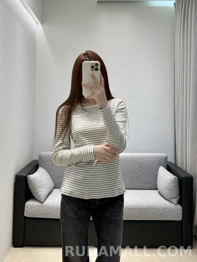 디올 디올 스트라이프 자수 긴팔 티셔츠 상세 이미지