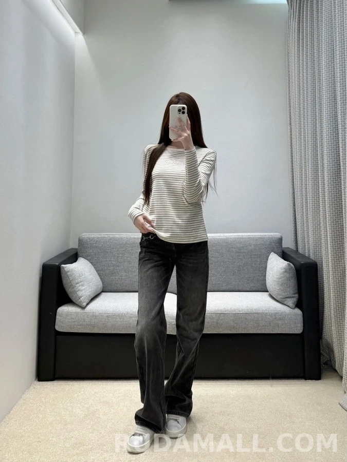 디올 디올 스트라이프 자수 긴팔 티셔츠 상세 이미지