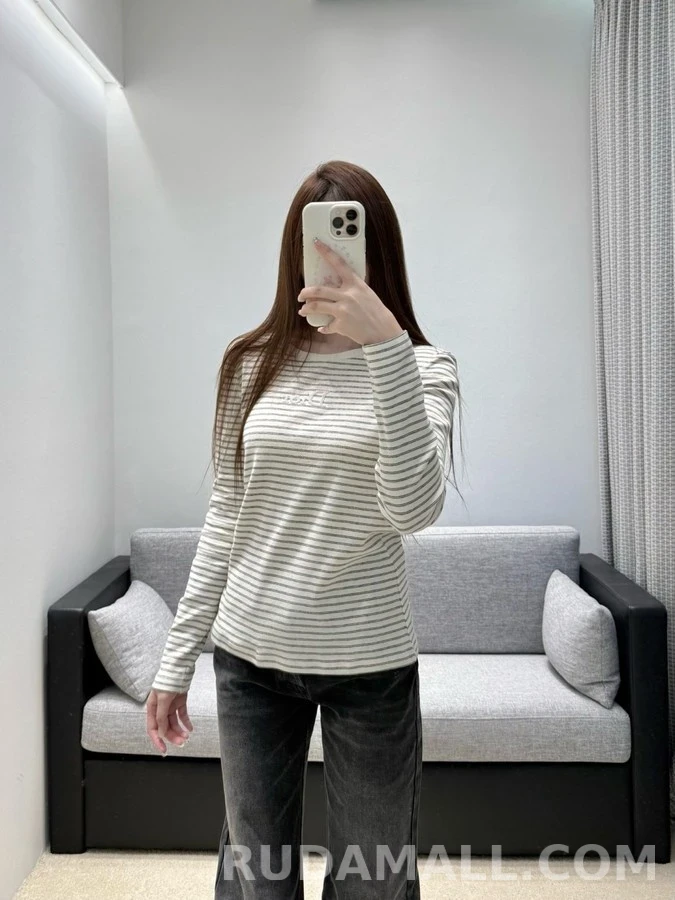 디올 디올 스트라이프 자수 긴팔 티셔츠 상세 이미지