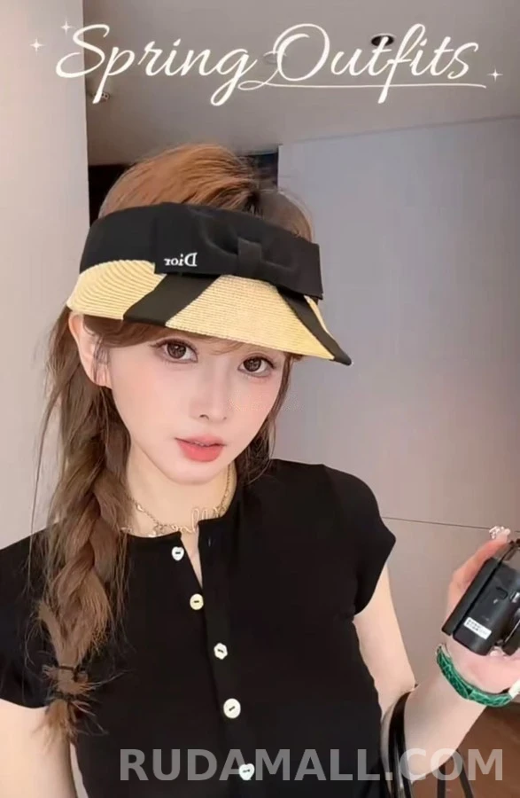 디올 디올 밀짚 보우 바이저 상세 이미지