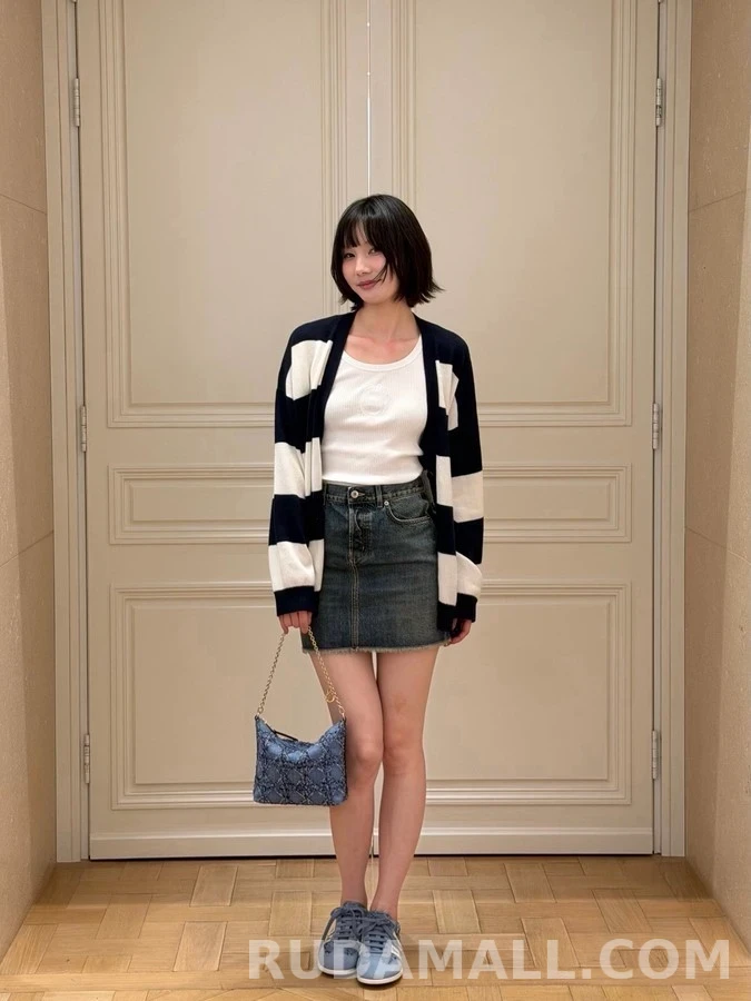 디올 디올 와이드 스트라이프 V넥 캐시미어 가디건 상세 이미지