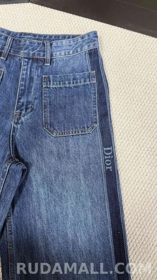 디올 디올 와이드핏 사이드 스트라이프 데님 팬츠 상세 이미지