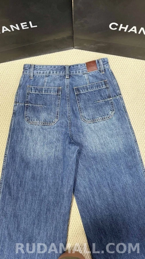 디올 디올 와이드핏 사이드 스트라이프 데님 팬츠 상세 이미지