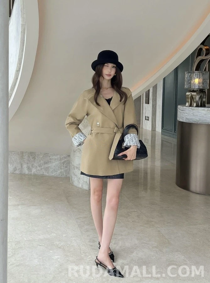디올 디올 입깃 더블 브레스트 벨티드 코트 상세 이미지