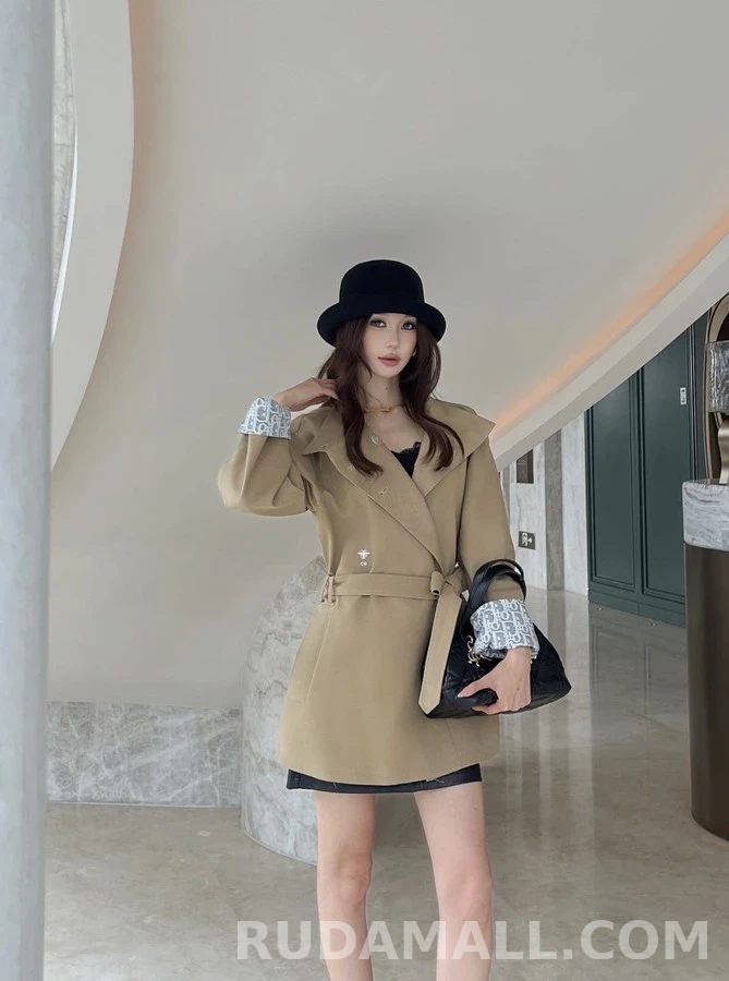 디올 디올 입깃 더블 브레스트 벨티드 코트 상세 이미지