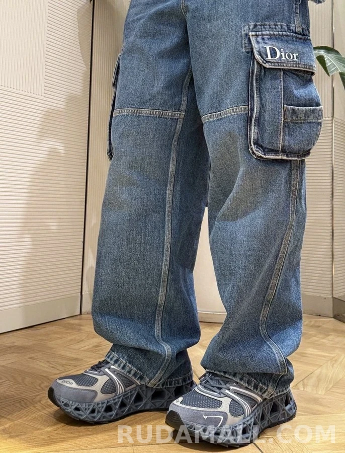디올 디올 자수 카고 데님 팬츠 상세 이미지