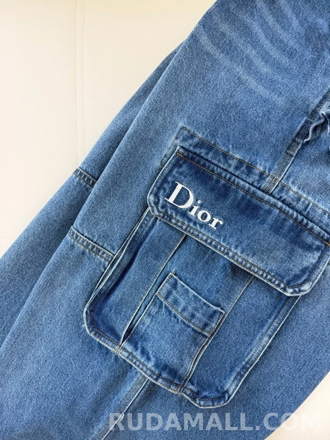 디올 디올 자수 카고 데님 팬츠 상세 이미지