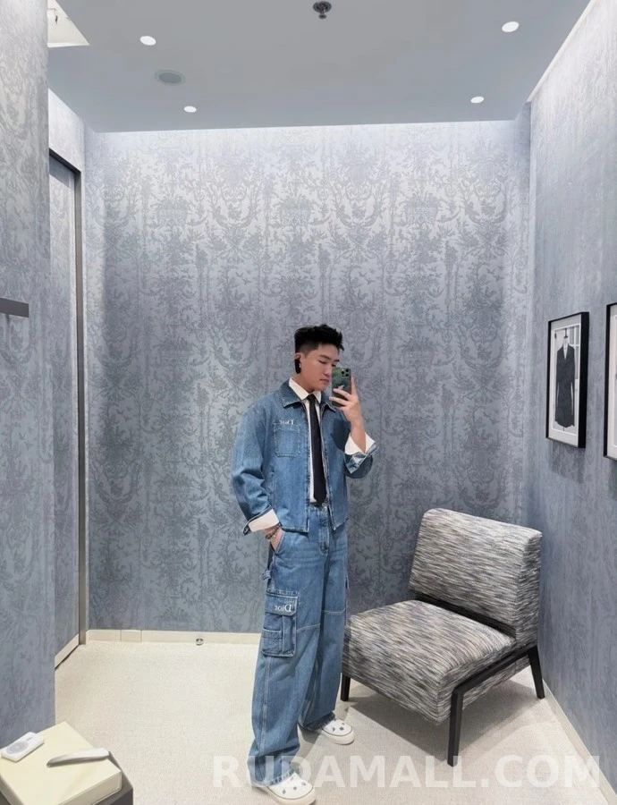 디올 디올 자수 카고 데님 팬츠 상세 이미지